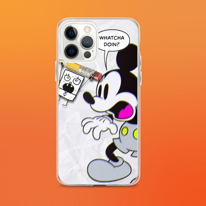 Designer Mickey-Mouse and Doodlebob iPhone® Clear Case | Available for most iPhone® models | Wireless Charging Compatible