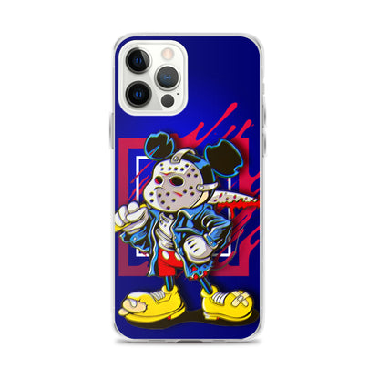 Designer Mickey-Mouse as Jason from Friday the 13th iPhone® Clear Case | Available for most iPhone® models | Wireless Charging Compatible