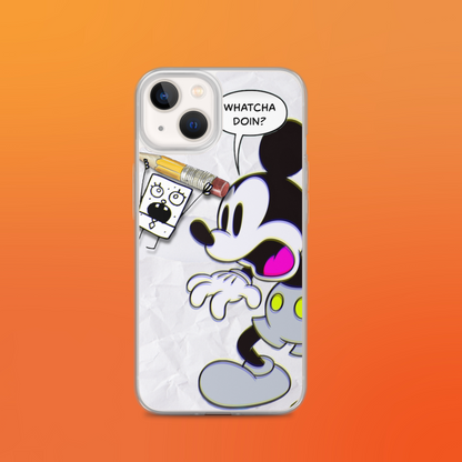 Designer Mickey-Mouse and Doodlebob iPhone® Clear Case | Available for most iPhone® models | Wireless Charging Compatible