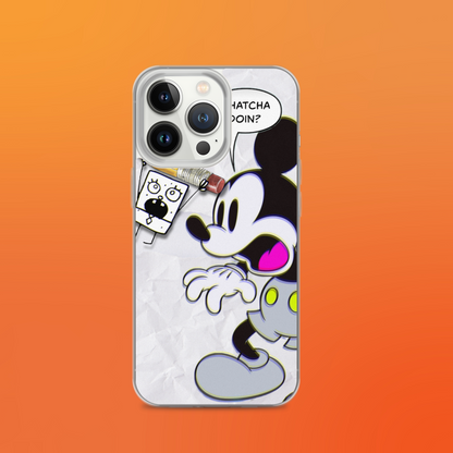 Designer Mickey-Mouse and Doodlebob iPhone® Clear Case | Available for most iPhone® models | Wireless Charging Compatible