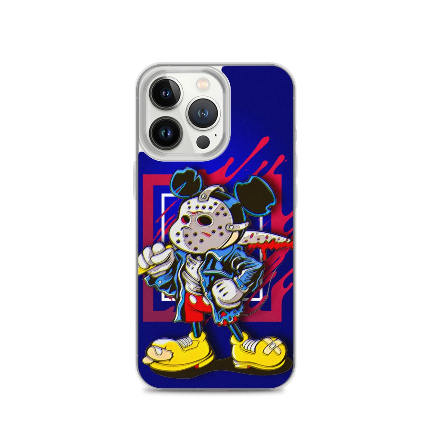 Designer Mickey-Mouse as Jason from Friday the 13th iPhone® Clear Case | Available for most iPhone® models | Wireless Charging Compatible