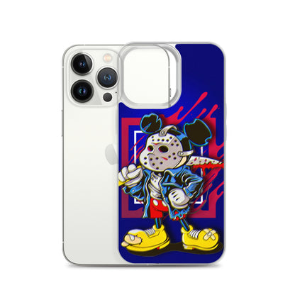 Designer Mickey-Mouse as Jason from Friday the 13th iPhone® Clear Case | Available for most iPhone® models | Wireless Charging Compatible