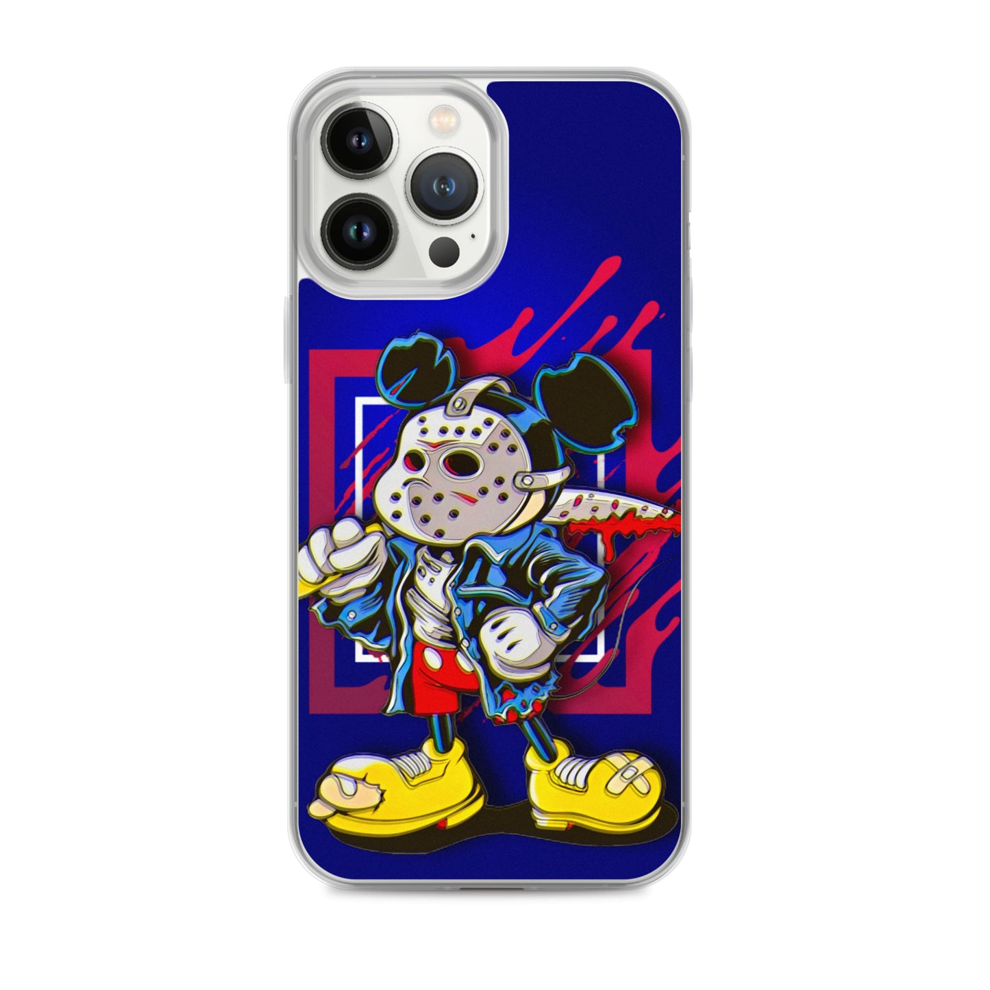 Designer Mickey-Mouse as Jason from Friday the 13th iPhone® Clear Case | Available for most iPhone® models | Wireless Charging Compatible