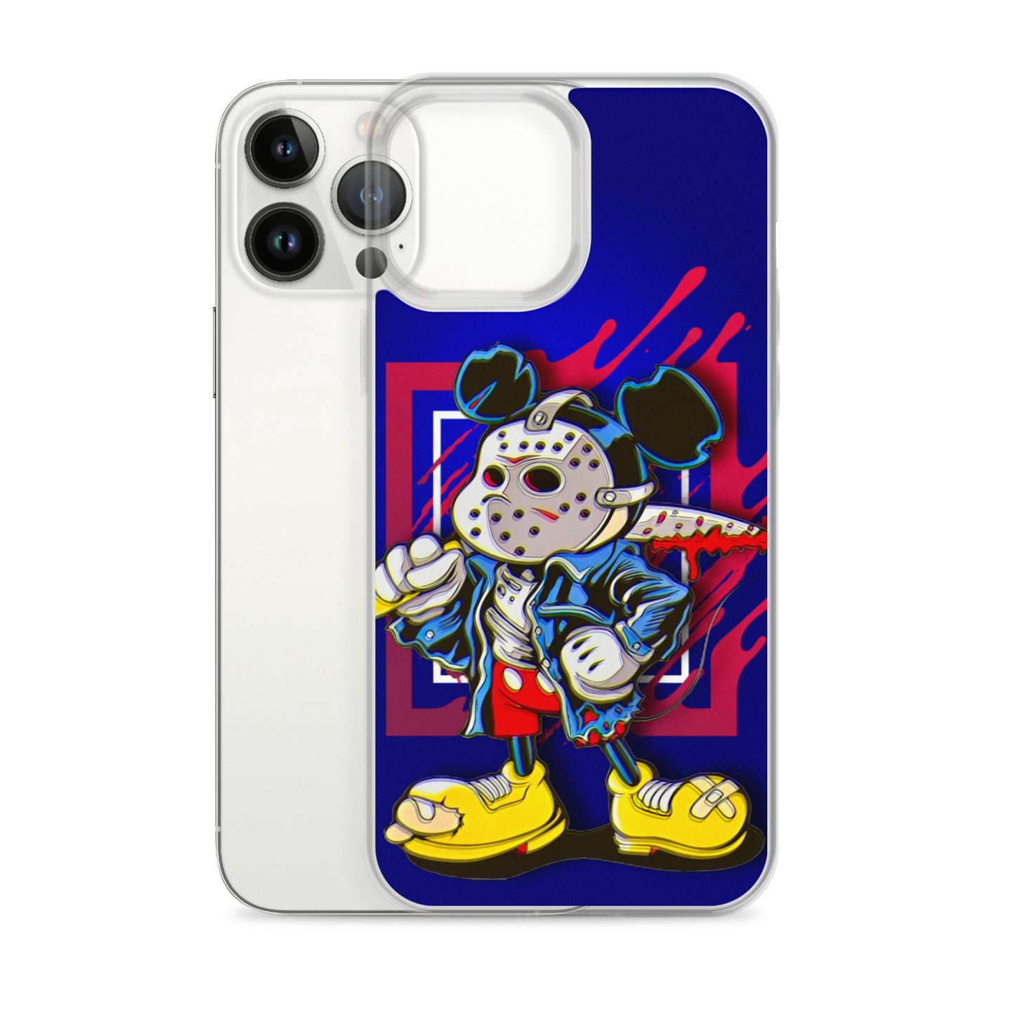 Designer Mickey-Mouse as Jason from Friday the 13th iPhone® Clear Case | Available for most iPhone® models | Wireless Charging Compatible