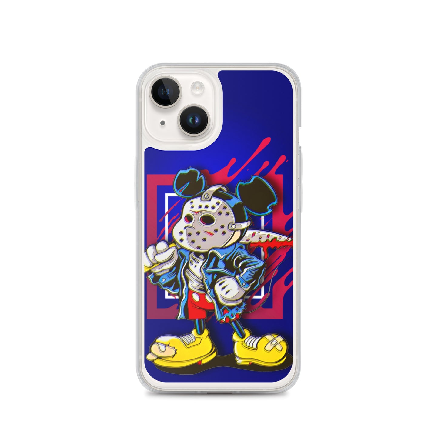 Designer Mickey-Mouse as Jason from Friday the 13th iPhone® Clear Case | Available for most iPhone® models | Wireless Charging Compatible