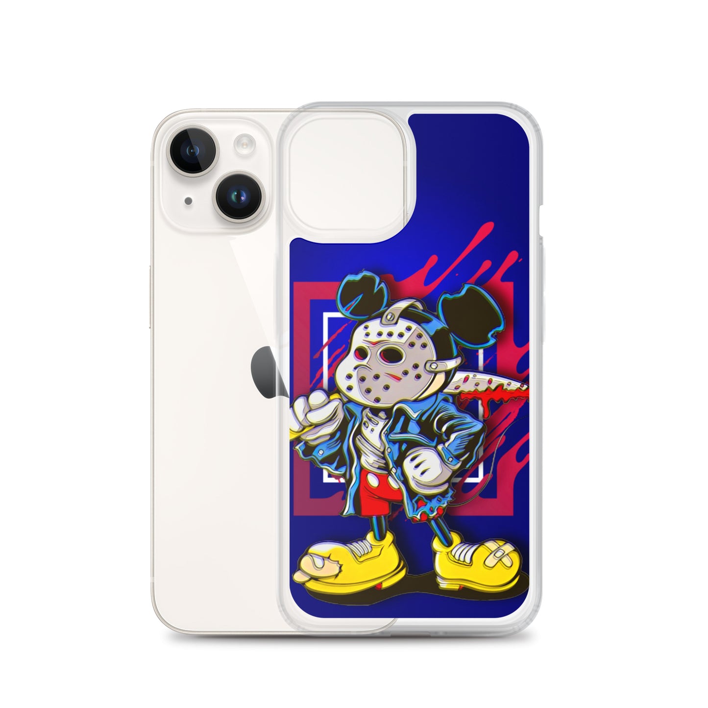 Designer Mickey-Mouse as Jason from Friday the 13th iPhone® Clear Case | Available for most iPhone® models | Wireless Charging Compatible