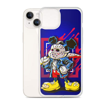 Designer Mickey-Mouse as Jason from Friday the 13th iPhone® Clear Case | Available for most iPhone® models | Wireless Charging Compatible