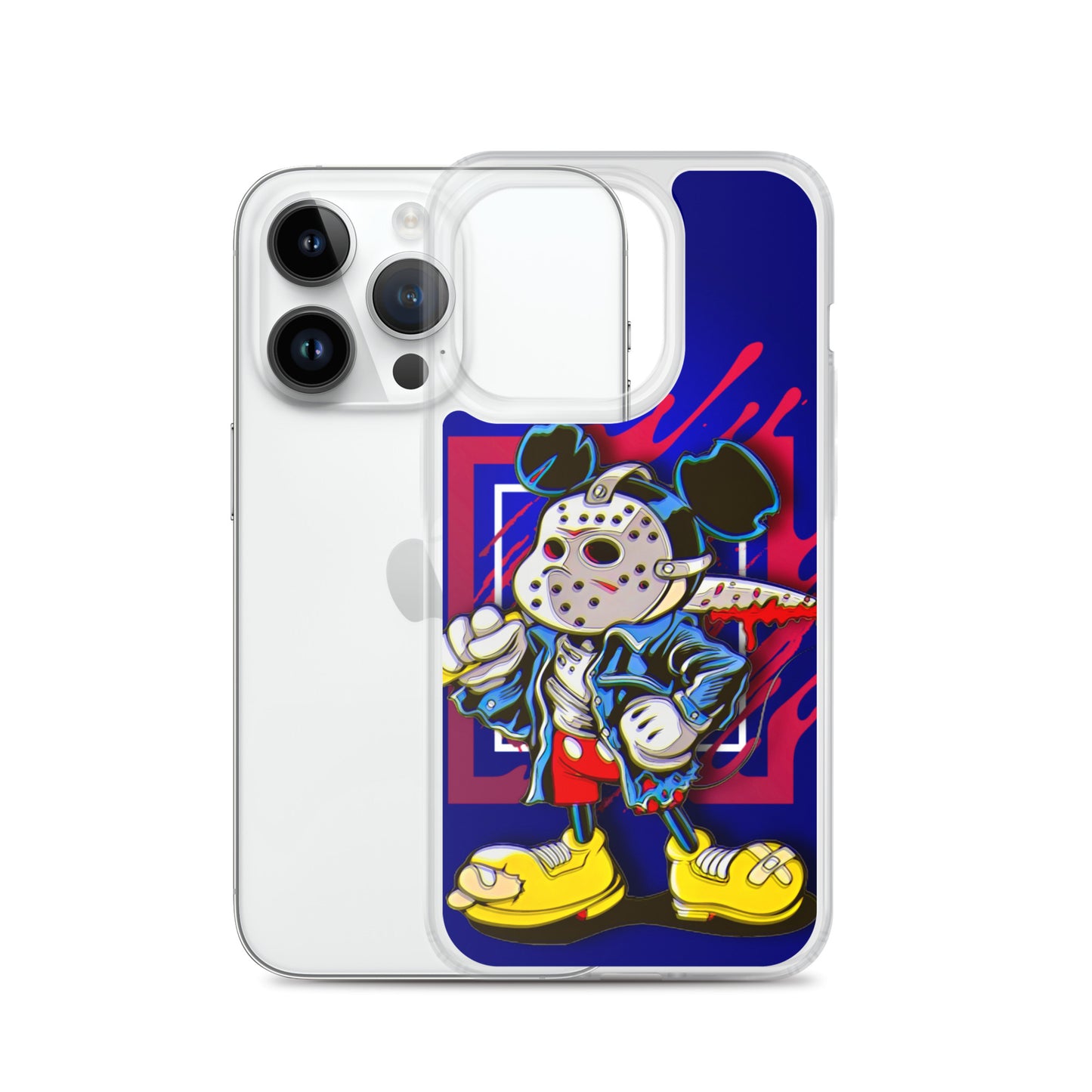 Designer Mickey-Mouse as Jason from Friday the 13th iPhone® Clear Case | Available for most iPhone® models | Wireless Charging Compatible