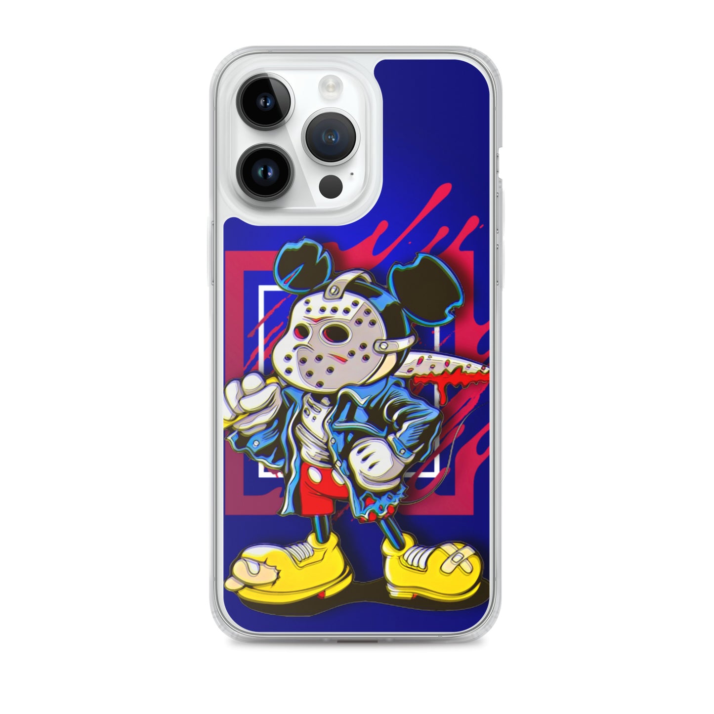 Designer Mickey-Mouse as Jason from Friday the 13th iPhone® Clear Case | Available for most iPhone® models | Wireless Charging Compatible