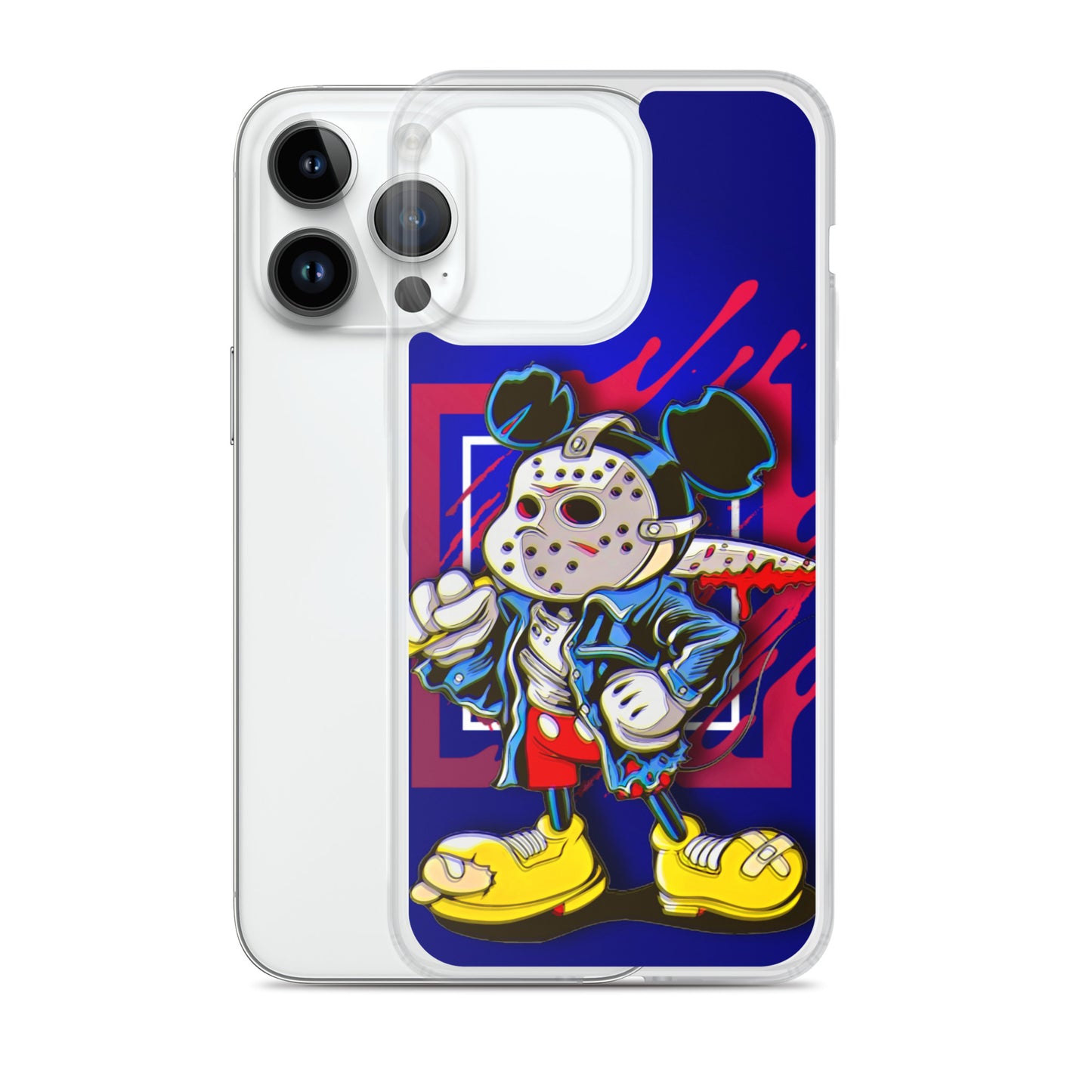 Designer Mickey-Mouse as Jason from Friday the 13th iPhone® Clear Case | Available for most iPhone® models | Wireless Charging Compatible