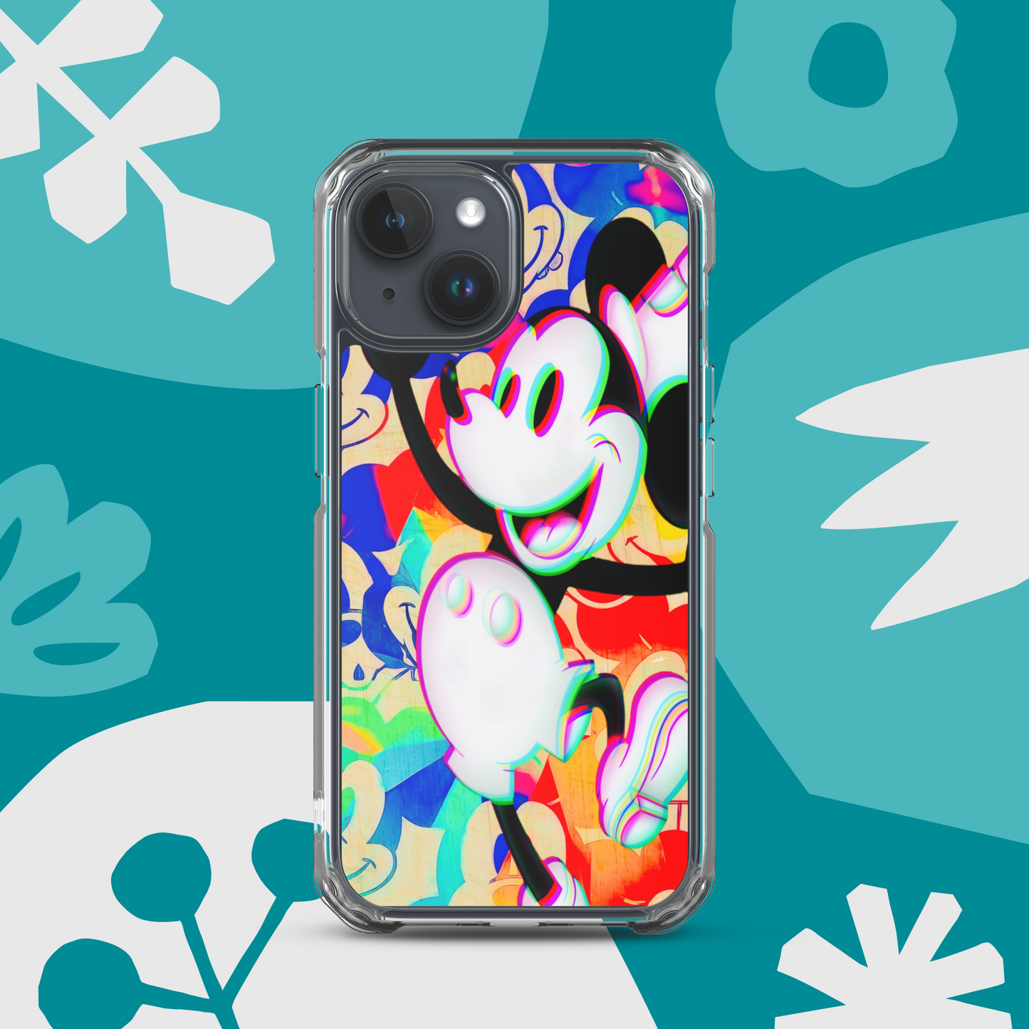 Mickey-Mouse iPhone® Clear Case | 3D Glitch Effect | Available for most iPhone® models | Wireless Charging Compatible