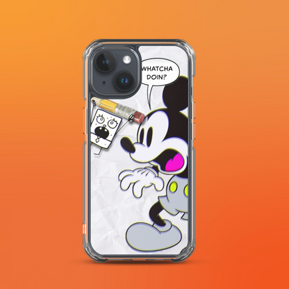 Designer Mickey-Mouse and Doodlebob iPhone® Clear Case | Available for most iPhone® models | Wireless Charging Compatible