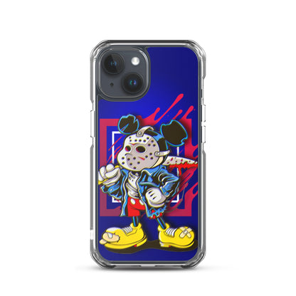 Designer Mickey-Mouse as Jason from Friday the 13th iPhone® Clear Case | Available for most iPhone® models | Wireless Charging Compatible