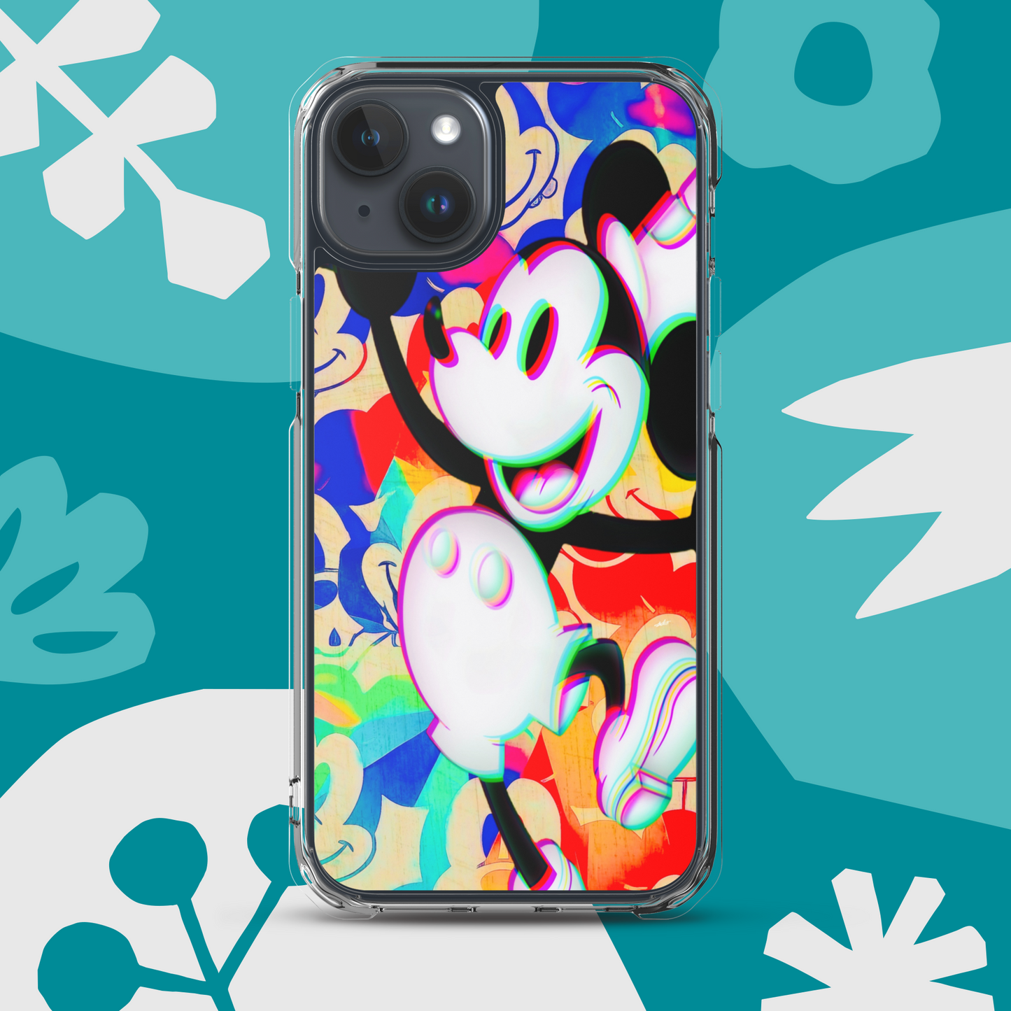 Mickey-Mouse iPhone® Clear Case | 3D Glitch Effect | Available for most iPhone® models | Wireless Charging Compatible