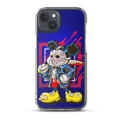 Designer Mickey-Mouse as Jason from Friday the 13th iPhone® Clear Case | Available for most iPhone® models | Wireless Charging Compatible