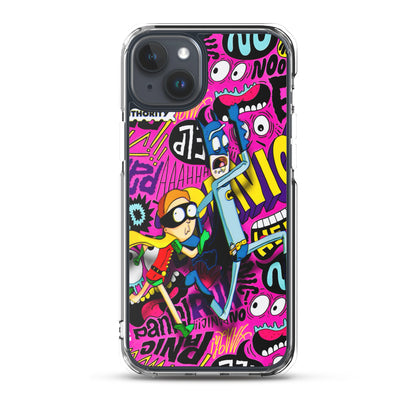 Designer Rick and Morty iPhone® Clear Case | Available for most iPhone® models | Wireless Charging Compatible