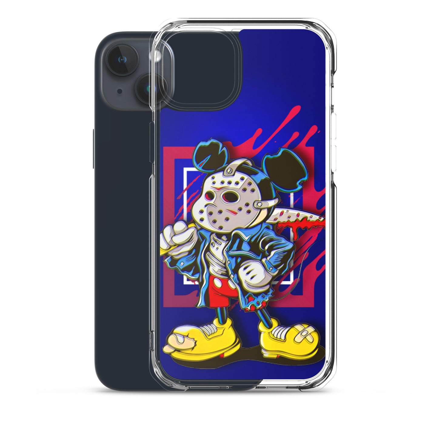 Designer Mickey-Mouse as Jason from Friday the 13th iPhone® Clear Case | Available for most iPhone® models | Wireless Charging Compatible