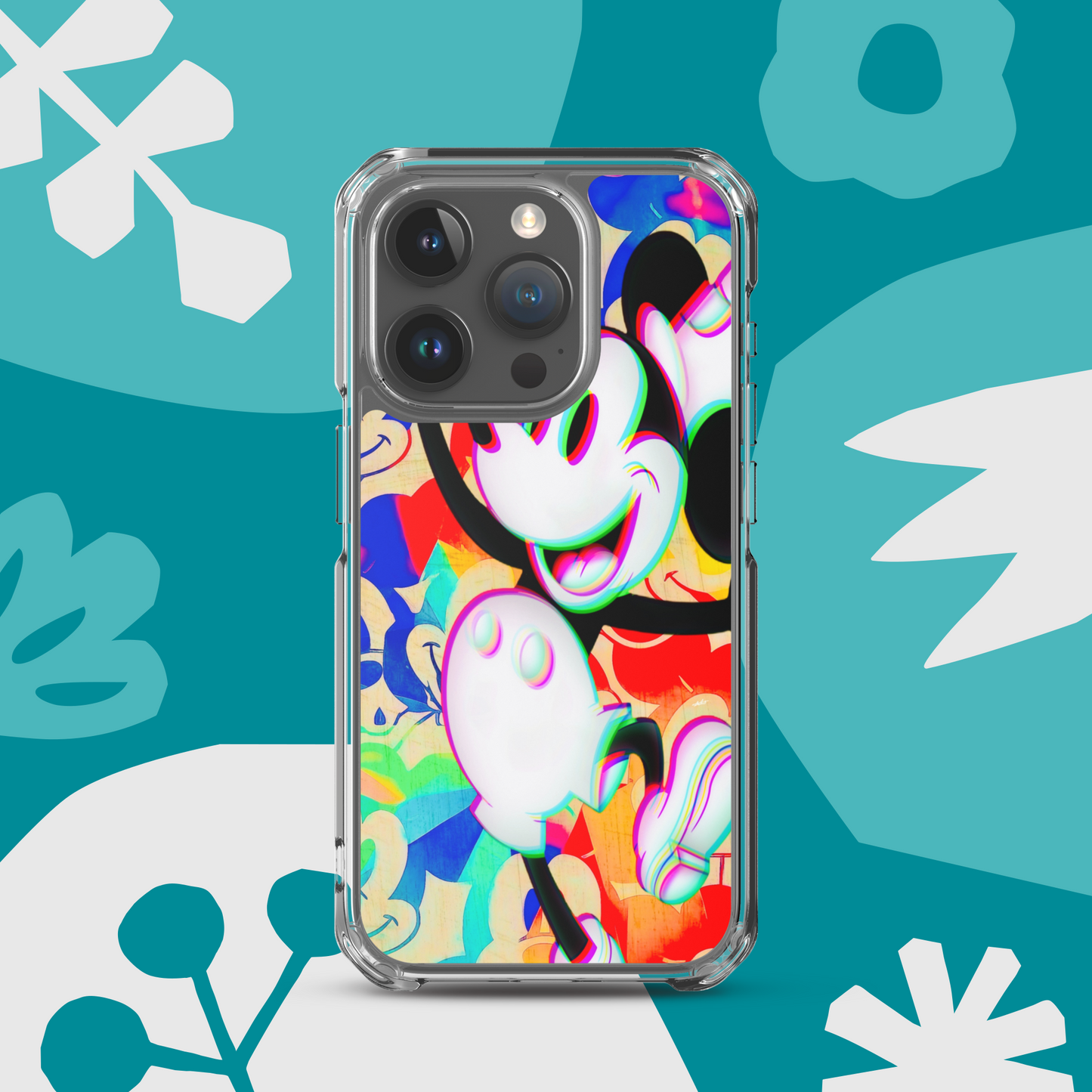 Mickey-Mouse iPhone® Clear Case | 3D Glitch Effect | Available for most iPhone® models | Wireless Charging Compatible