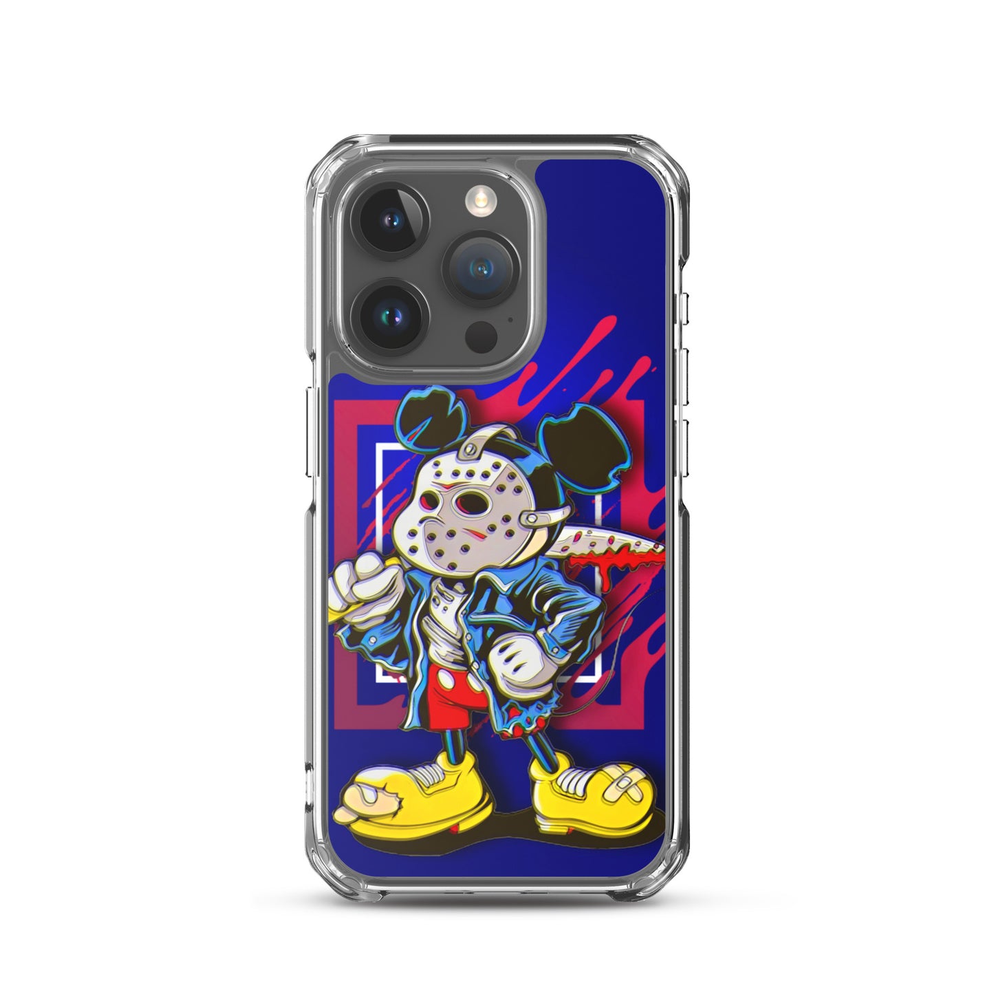 Designer Mickey-Mouse as Jason from Friday the 13th iPhone® Clear Case | Available for most iPhone® models | Wireless Charging Compatible