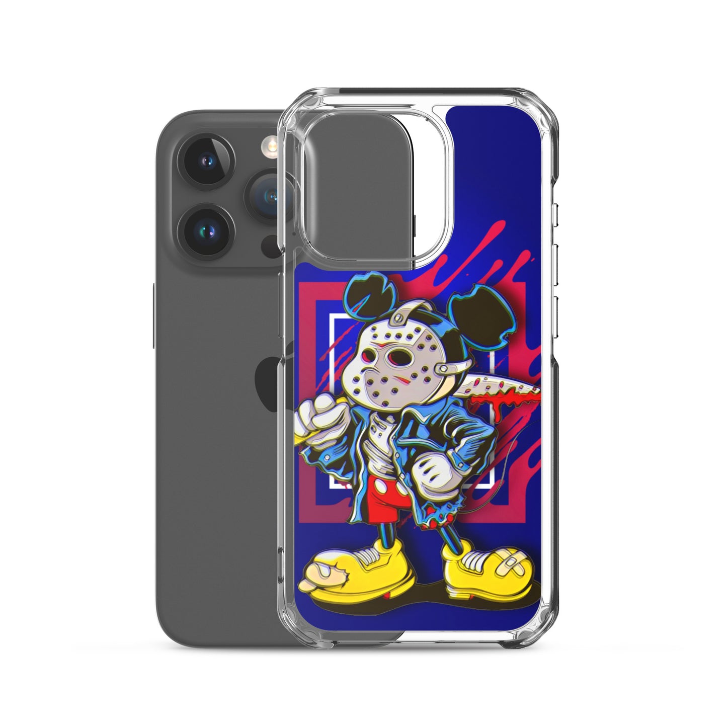 Designer Mickey-Mouse as Jason from Friday the 13th iPhone® Clear Case | Available for most iPhone® models | Wireless Charging Compatible