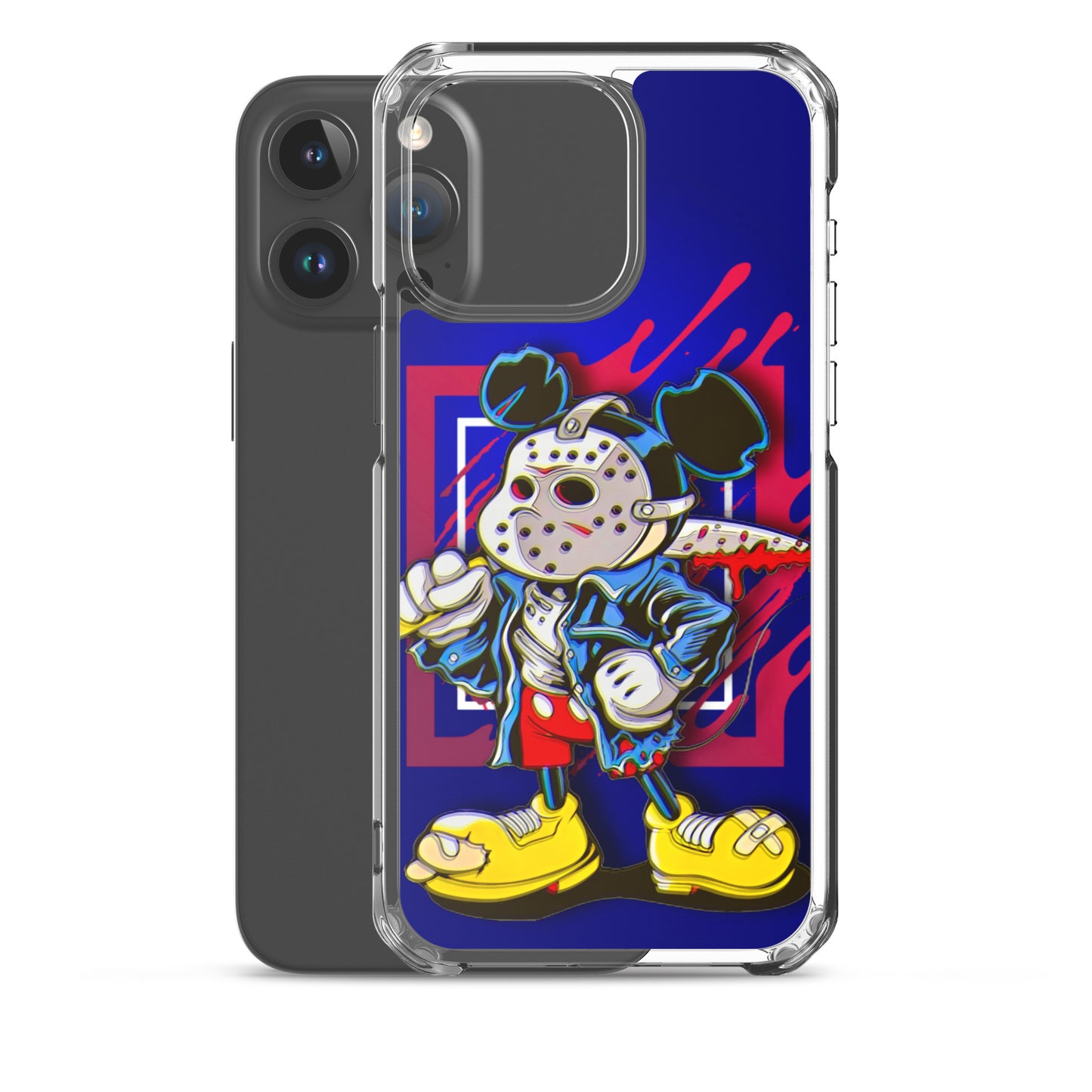 Designer Mickey-Mouse as Jason from Friday the 13th iPhone® Clear Case | Available for most iPhone® models | Wireless Charging Compatible