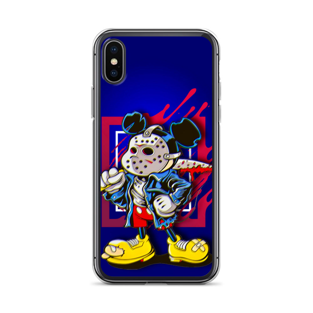 Designer Mickey-Mouse as Jason from Friday the 13th iPhone® Clear Case | Available for most iPhone® models | Wireless Charging Compatible