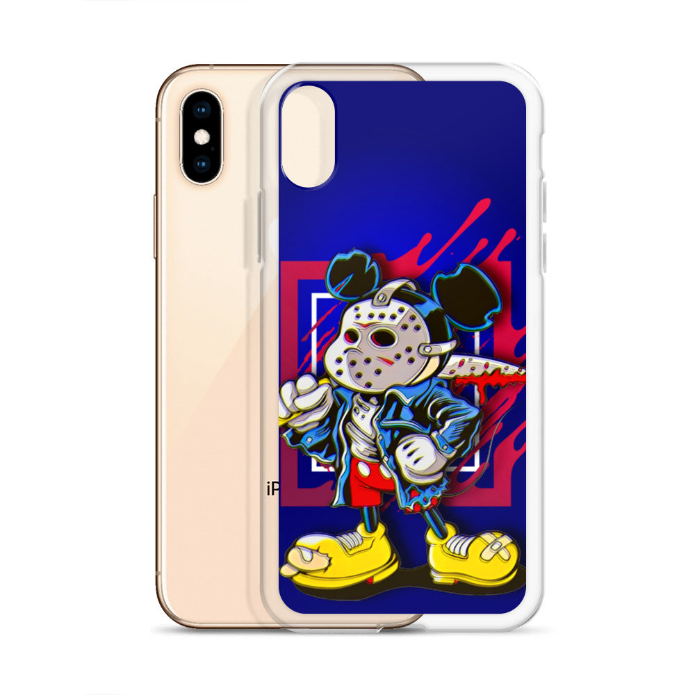 Designer Mickey-Mouse as Jason from Friday the 13th iPhone® Clear Case | Available for most iPhone® models | Wireless Charging Compatible