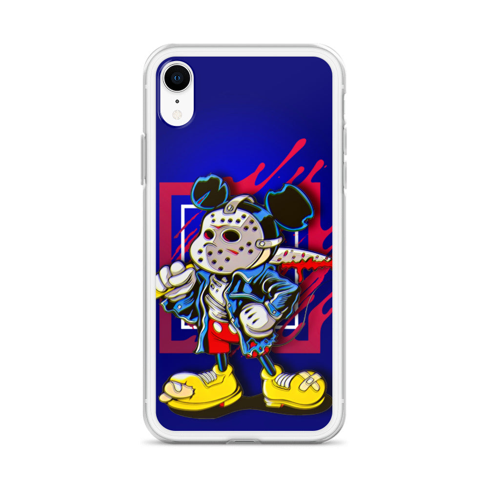 Designer Mickey-Mouse as Jason from Friday the 13th iPhone® Clear Case | Available for most iPhone® models | Wireless Charging Compatible