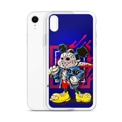 Designer Mickey-Mouse as Jason from Friday the 13th iPhone® Clear Case | Available for most iPhone® models | Wireless Charging Compatible