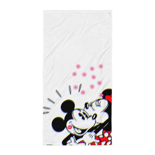 Designer Mickey-Mouse and Minnie-Mouse Bath and Beach Sublimation Towel | All-Over Print