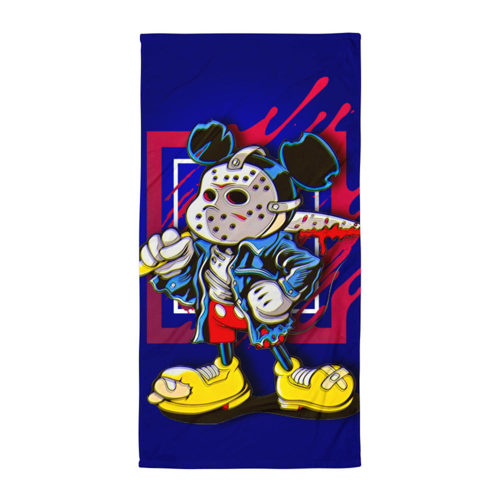 Designer Mickey-Mouse as Jason from Friday the 13th Bath and Beach Sublimation Towel | All-Over Print