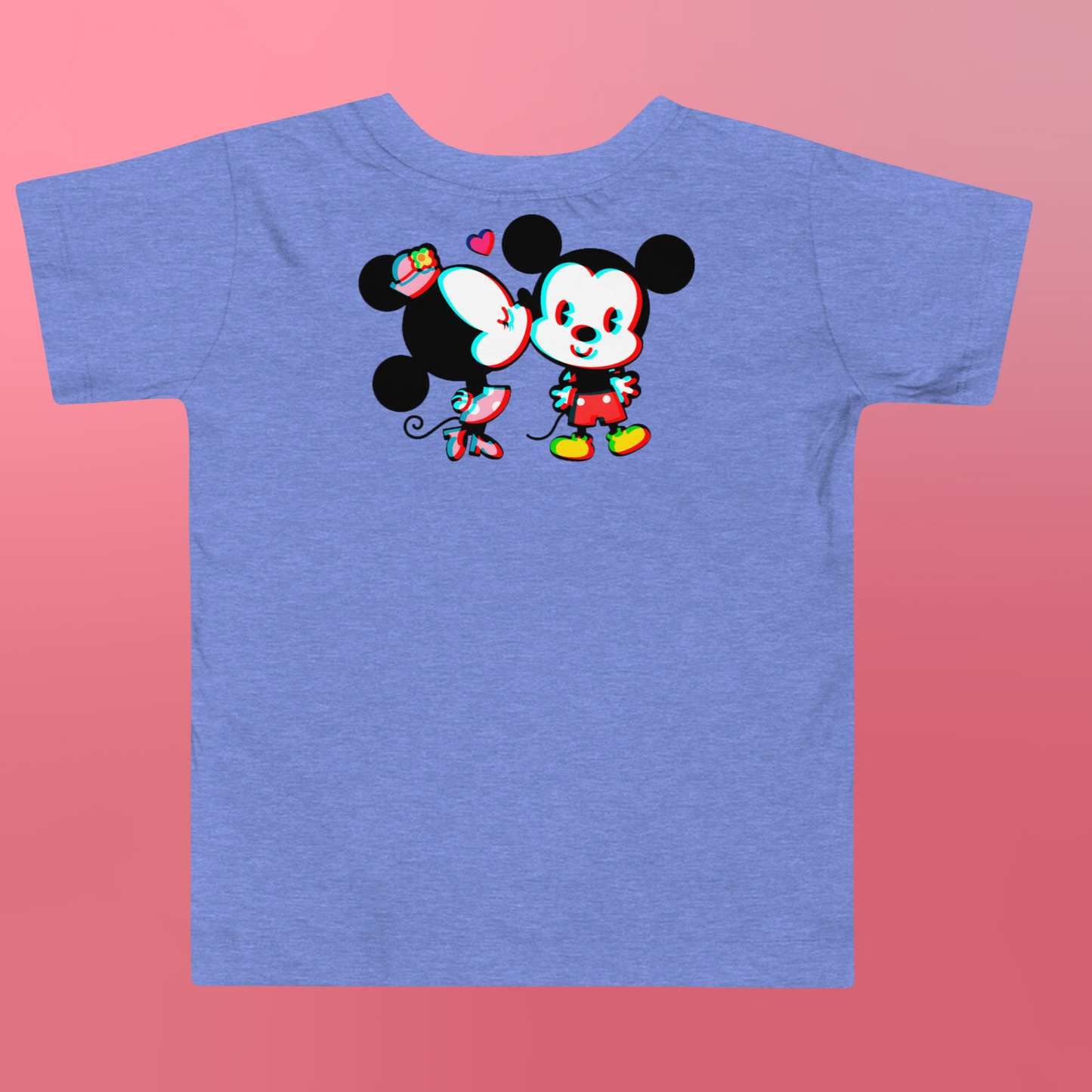 Designer Mickey-Mouse and Minnie-Mouse Toddler Short Sleeve Jersey Tee | Available in Multiple Colors | Design on Front & Back