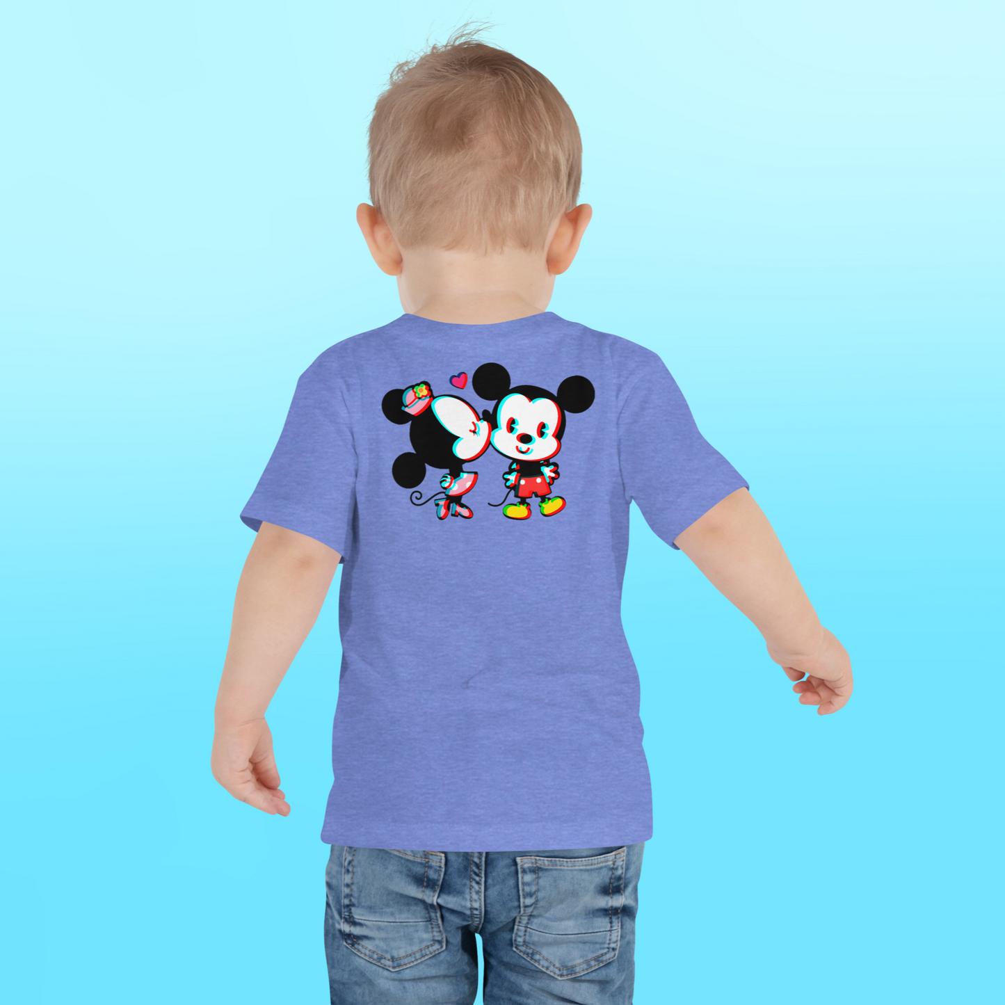 Designer Mickey-Mouse and Minnie-Mouse Toddler Short Sleeve Jersey Tee | Available in Multiple Colors | Design on Front & Back