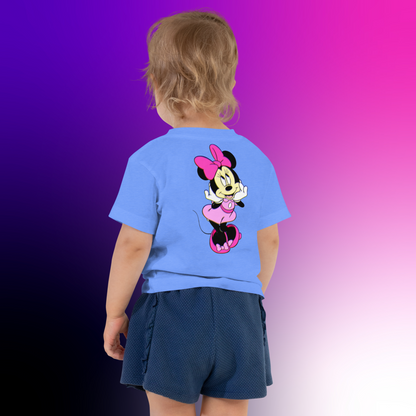 Designer Minnie-Mouse Toddler Short Sleeve Jersey Tee | Available in Multiple Colors | Design on Front & Back