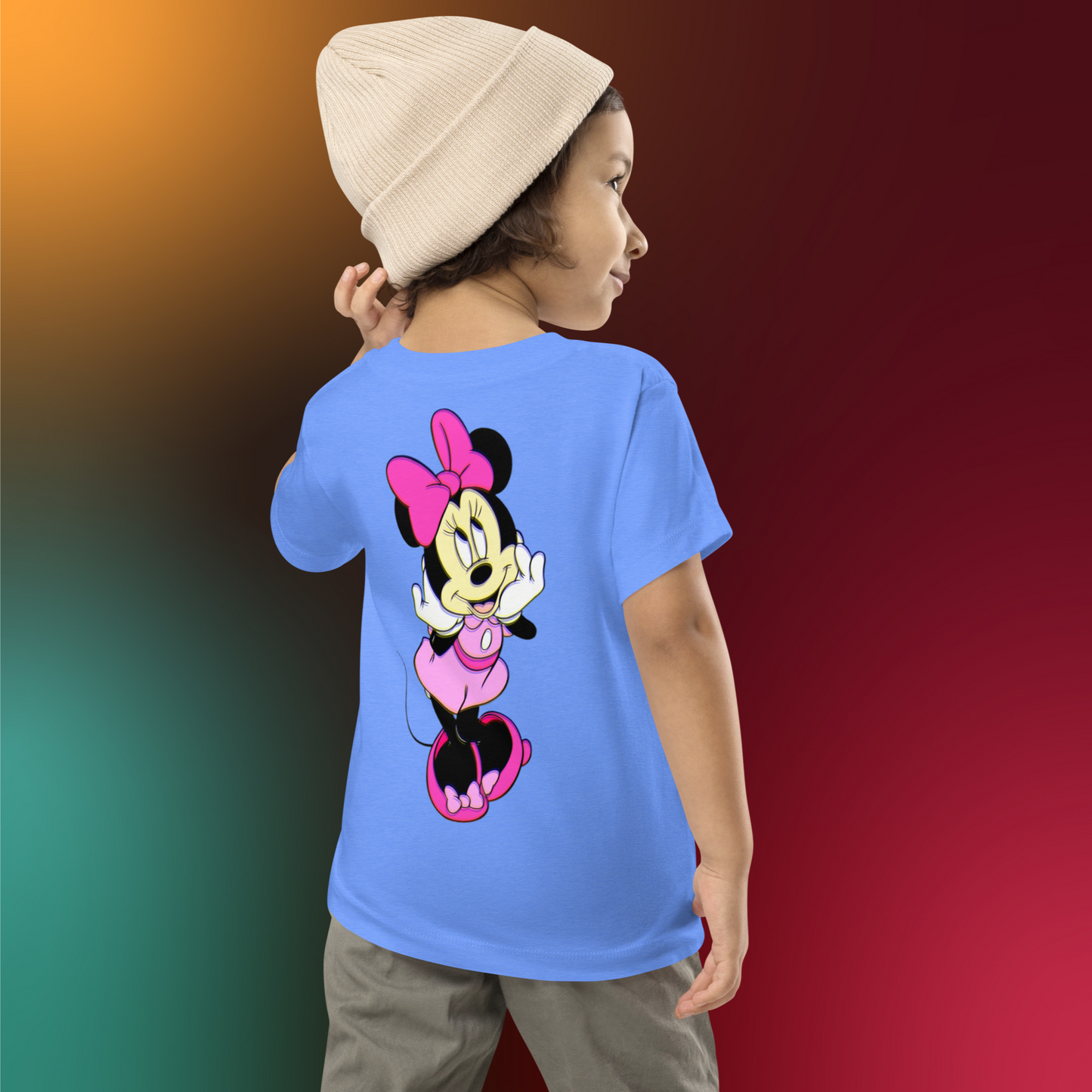 Designer Minnie-Mouse Toddler Short Sleeve Jersey Tee | Available in Multiple Colors | Design on Front & Back