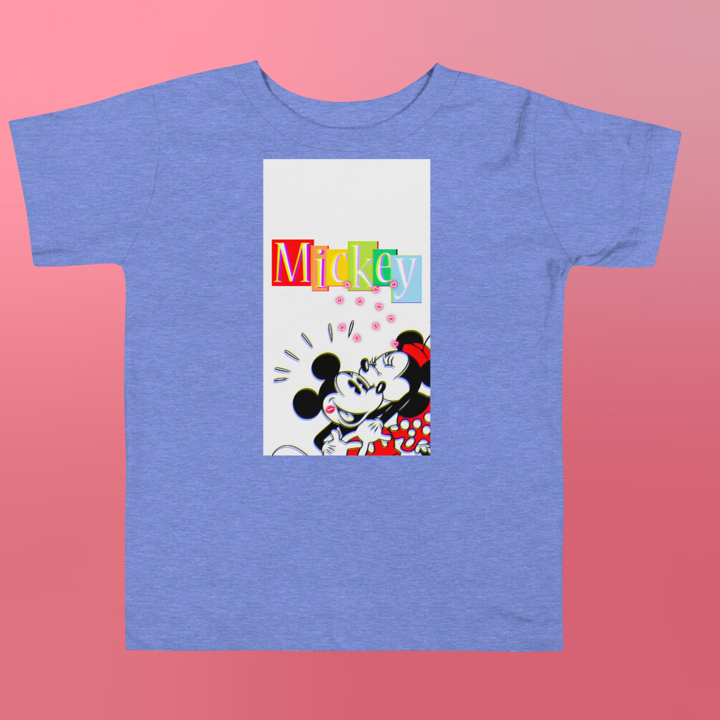 Designer Mickey-Mouse and Minnie-Mouse Toddler Short Sleeve Jersey Tee | Available in Multiple Colors | Design on Front & Back