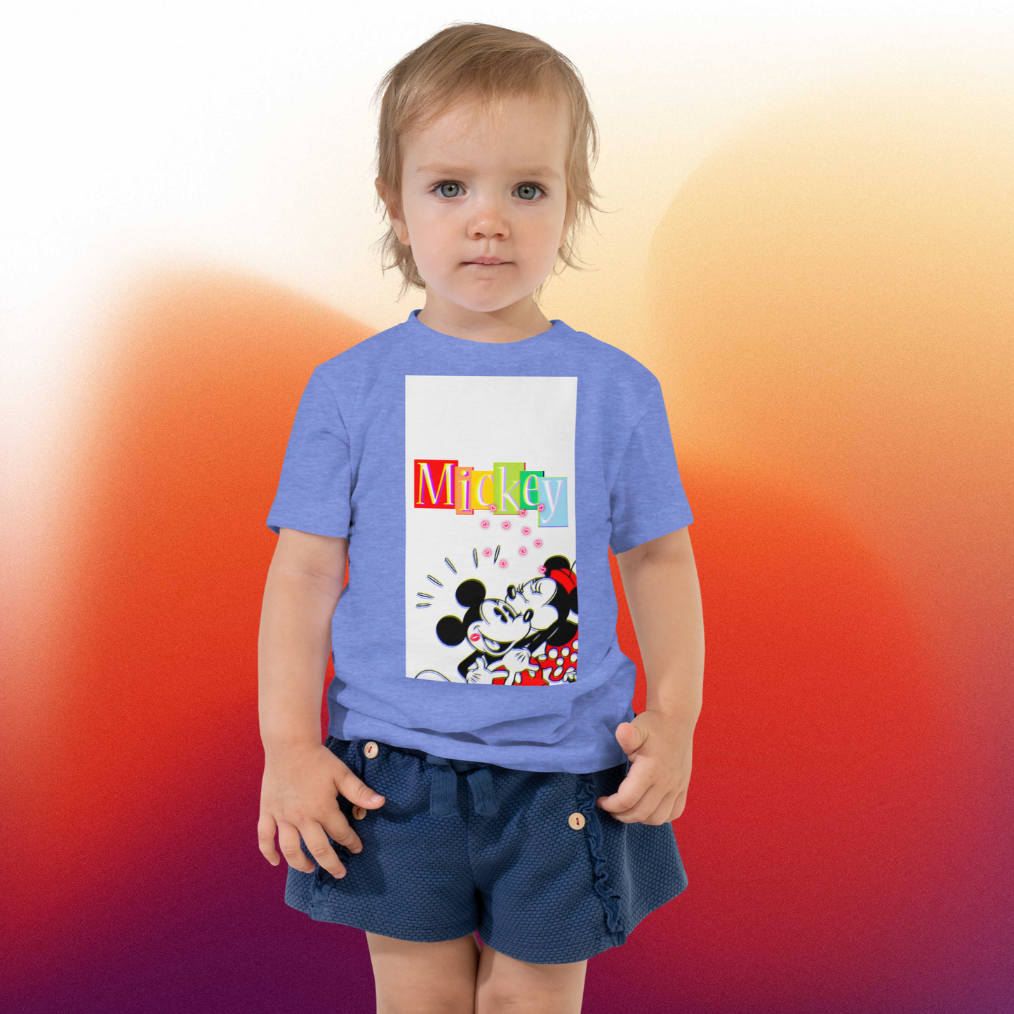 Designer Mickey-Mouse and Minnie-Mouse Toddler Short Sleeve Jersey Tee | Available in Multiple Colors | Design on Front & Back