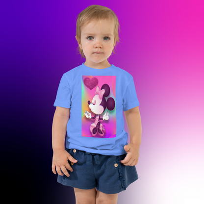 Designer Minnie-Mouse Toddler Short Sleeve Jersey Tee | Available in Multiple Colors | Design on Front & Back