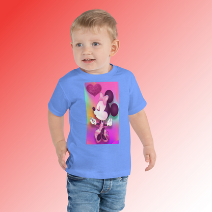 Designer Minnie-Mouse Toddler Short Sleeve Jersey Tee | Available in Multiple Colors | Design on Front & Back