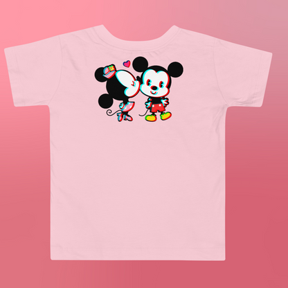 Designer Mickey-Mouse and Minnie-Mouse Toddler Short Sleeve Jersey Tee | Available in Multiple Colors | Design on Front & Back