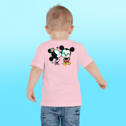 Designer Mickey-Mouse and Minnie-Mouse Toddler Short Sleeve Jersey Tee | Available in Multiple Colors | Design on Front & Back