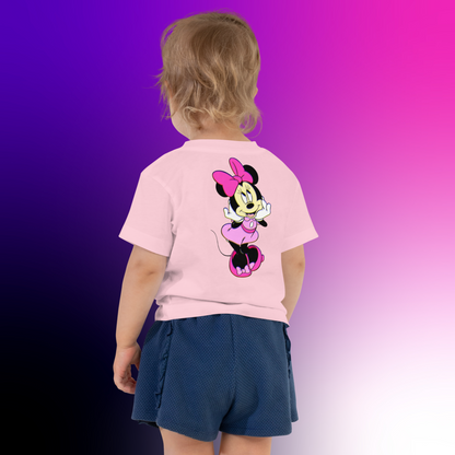 Designer Minnie-Mouse Toddler Short Sleeve Jersey Tee | Available in Multiple Colors | Design on Front & Back