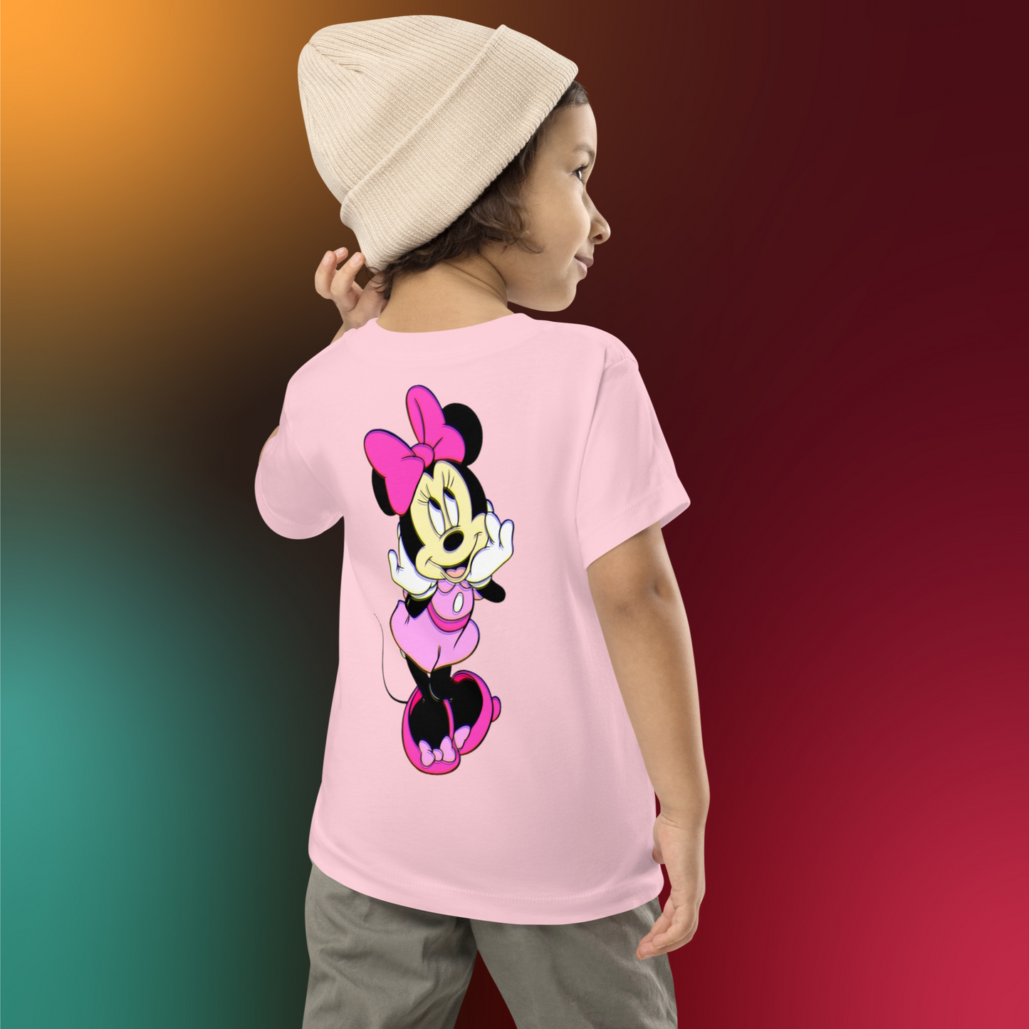 Designer Minnie-Mouse Toddler Short Sleeve Jersey Tee | Available in Multiple Colors | Design on Front & Back