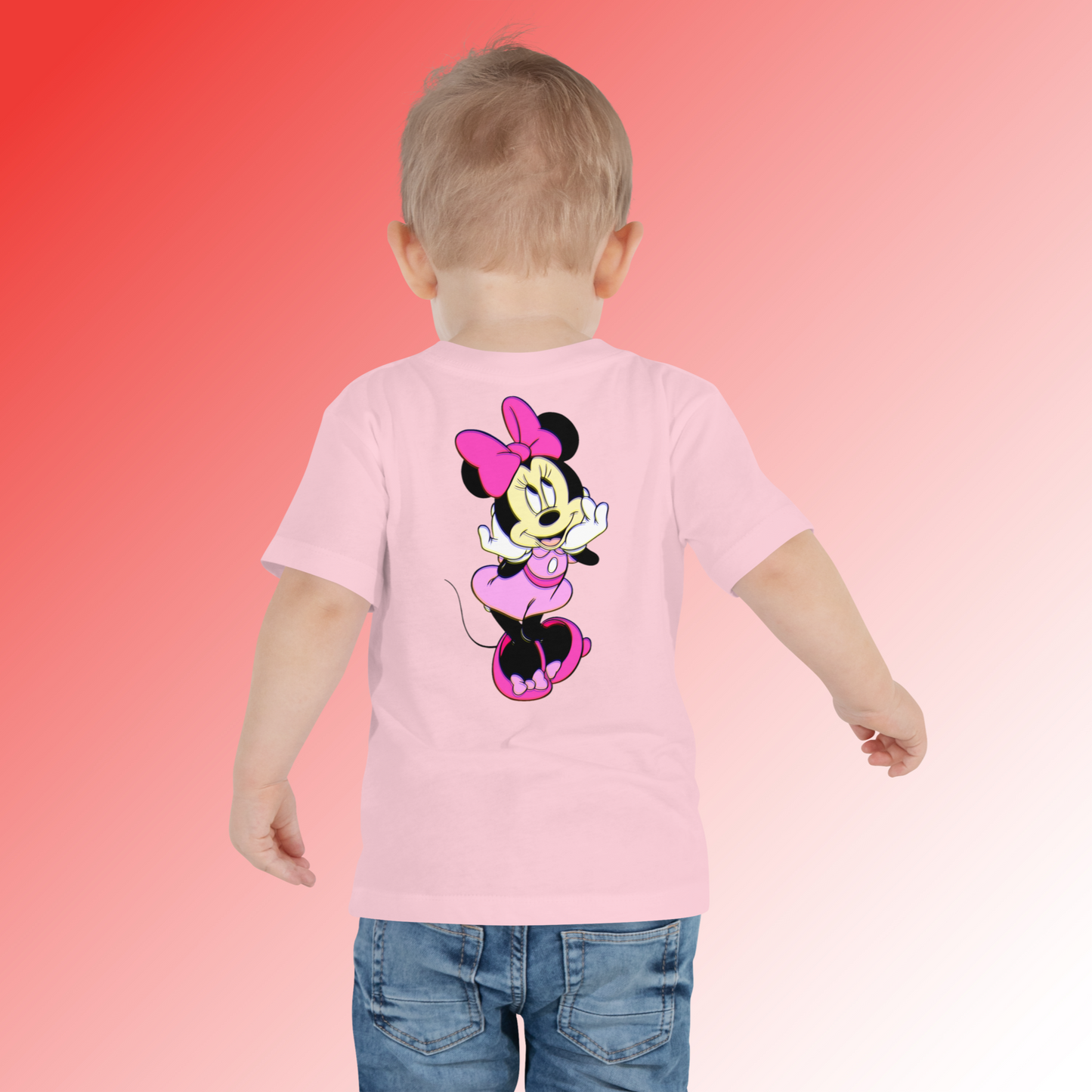 Designer Minnie-Mouse Toddler Short Sleeve Jersey Tee | Available in Multiple Colors | Design on Front & Back