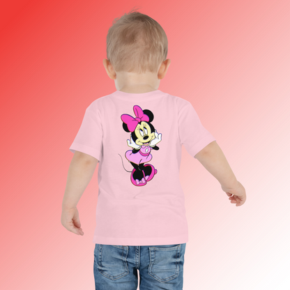 Designer Minnie-Mouse Toddler Short Sleeve Jersey Tee | Available in Multiple Colors | Design on Front & Back