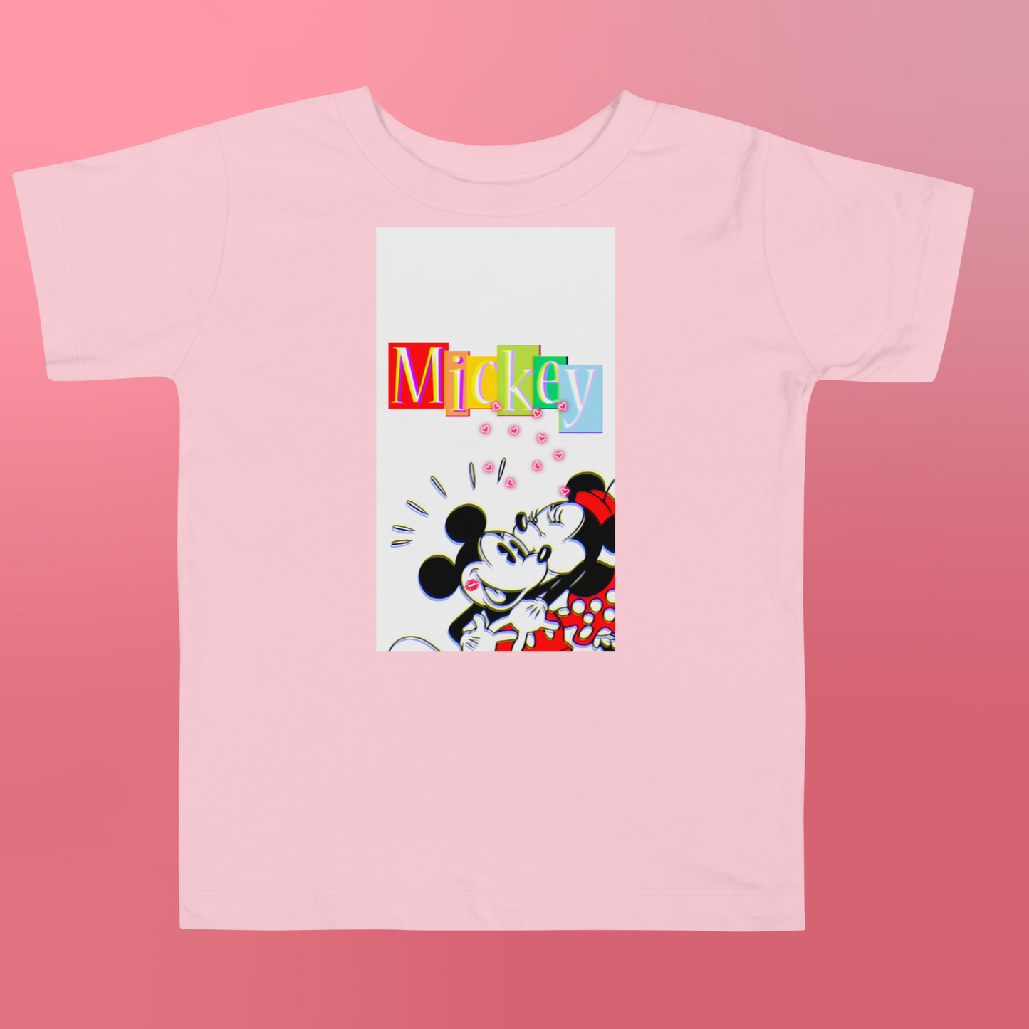 Designer Mickey-Mouse and Minnie-Mouse Toddler Short Sleeve Jersey Tee | Available in Multiple Colors | Design on Front & Back