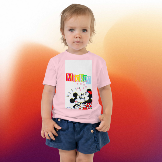 Designer Mickey-Mouse and Minnie-Mouse Toddler Short Sleeve Jersey Tee | Available in Multiple Colors | Design on Front & Back