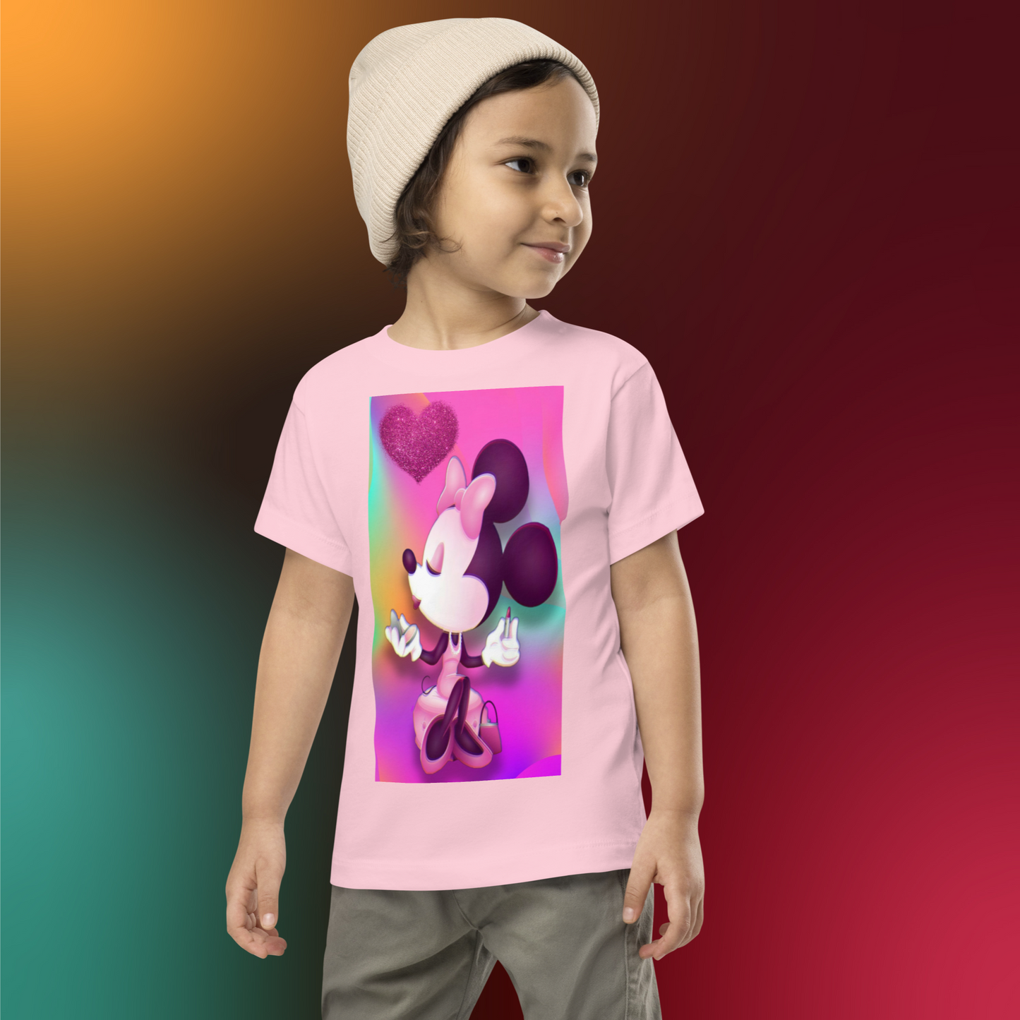 Designer Minnie-Mouse Toddler Short Sleeve Jersey Tee | Available in Multiple Colors | Design on Front & Back