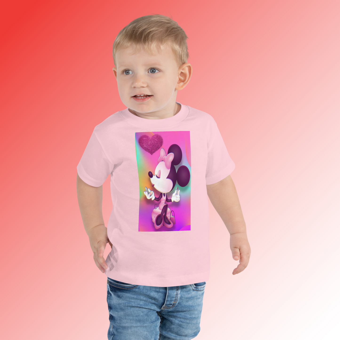 Designer Minnie-Mouse Toddler Short Sleeve Jersey Tee | Available in Multiple Colors | Design on Front & Back