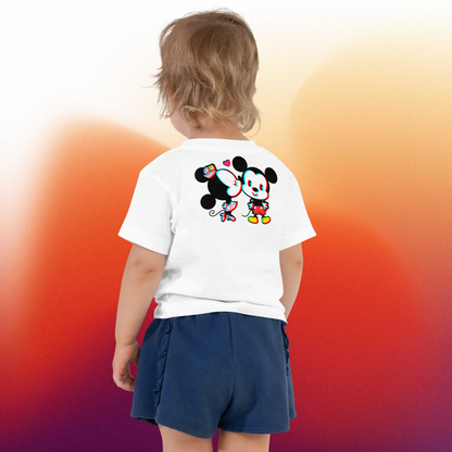 Designer Mickey-Mouse and Minnie-Mouse Toddler Short Sleeve Jersey Tee | Available in Multiple Colors | Design on Front & Back